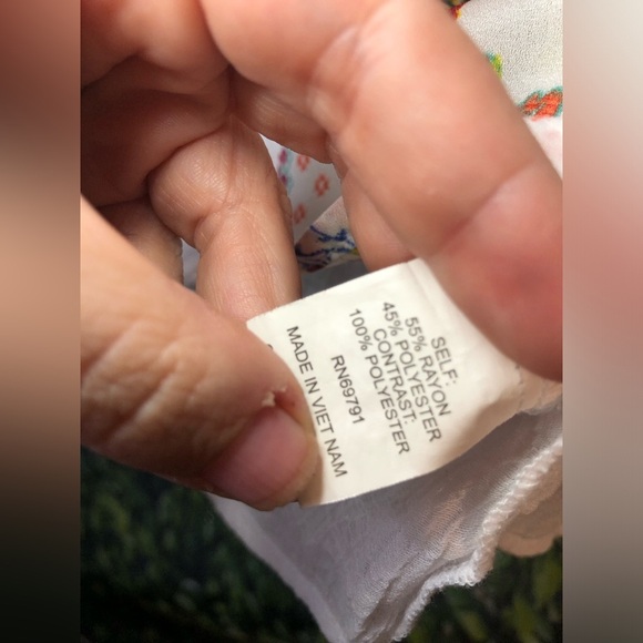 Anthropologie Fig and Flower Multicolored Embellished 3/4 Sleeve Blouse PM - Picture 10 of 14